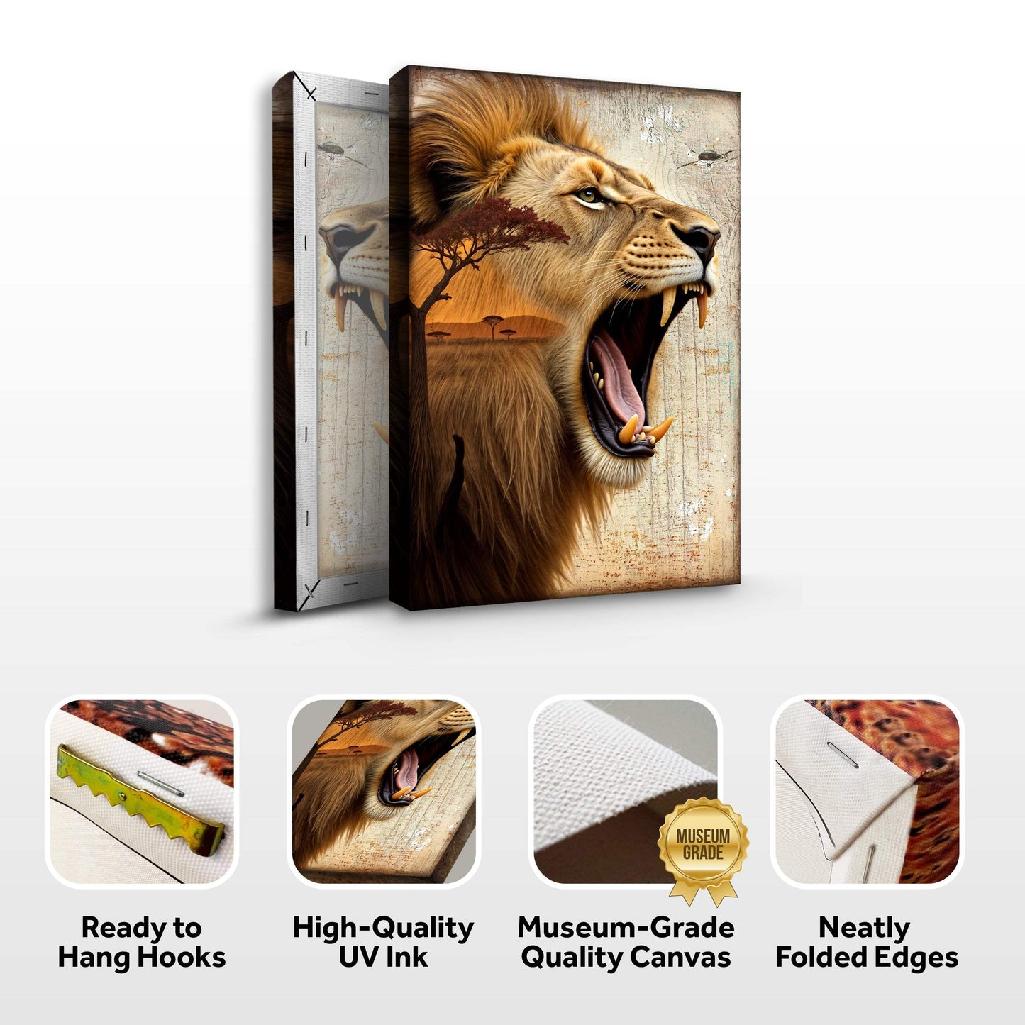 Lion Double Exposure Wall Art - Tailored Canvases - Flyclothing LLC
