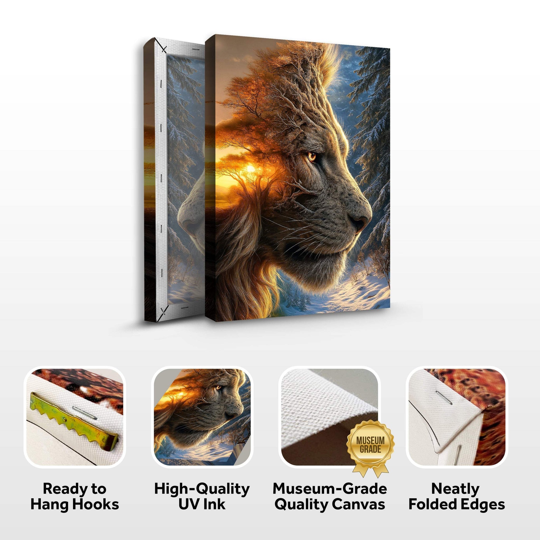 Lion Winter Summer Surrealism Wall Art - Tailored Canvases - Flyclothing LLC