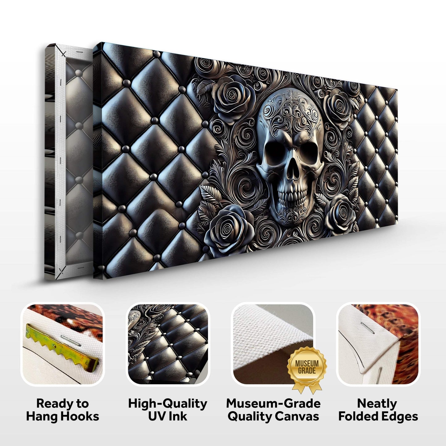3D Rose And Skull Wall Art IV - Tailored Canvases - Flyclothing LLC
