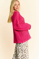 Davi & Dani Star Front Crochet Drop Shoulder Knit Top - Trendsi - Flyclothing LLC