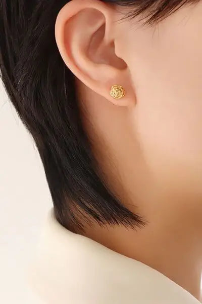 Titanium Steel Flower Stud Earrings - Trendsi - Flyclothing LLC