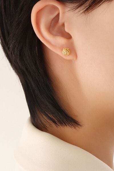 Titanium Steel Flower Stud Earrings - Trendsi - Flyclothing LLC