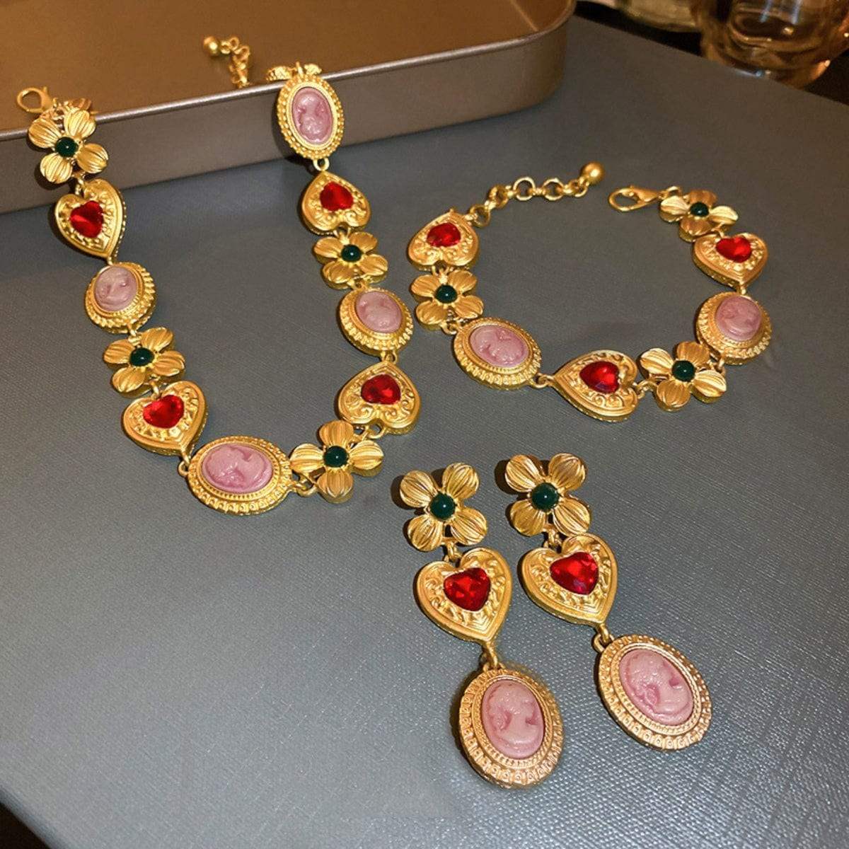 Copper Inlaid Rhinestone Necklace - Trendsi - Flyclothing LLC