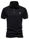 Men's Embroidered Collared Short Sleeve Polo - Trendsi - Flyclothing LLC
