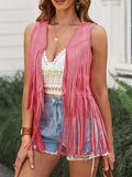 Fringe Open Front Vest Coat - Trendsi - Flyclothing LLC