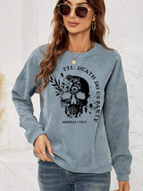 Skull Graphic Dropped Shoulder Sweatshirt - Trendsi - Flyclothing LLC