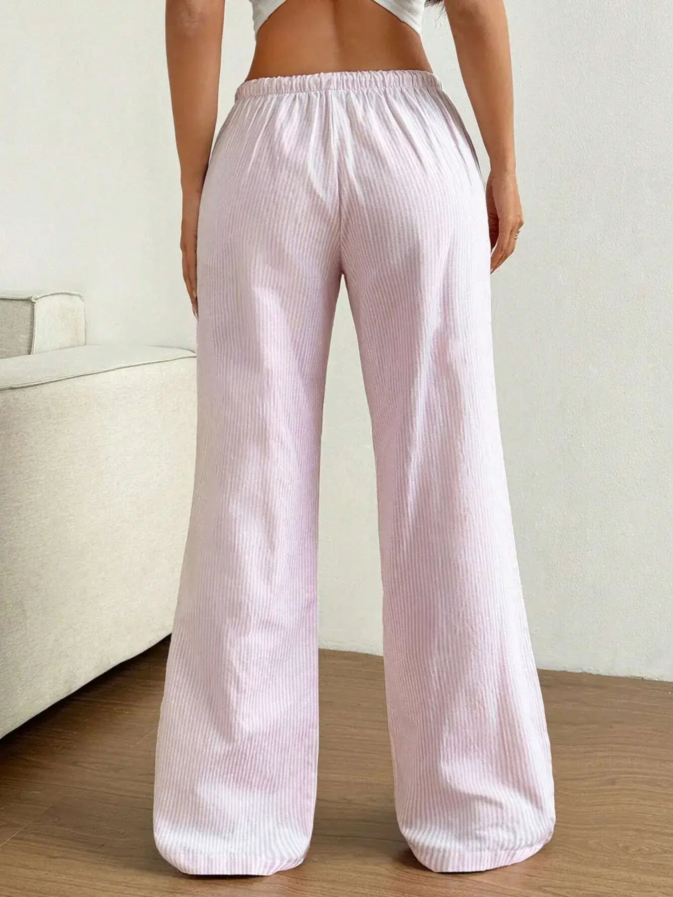 Drawstring Striped Wide Leg Pants - Trendsi - Flyclothing LLC