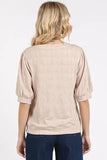Mittoshop Fan Shell Texture Short Puff Sleeve Knit Top - Trendsi