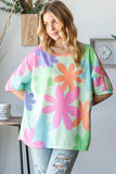 HOPELY Floral Round Neck Waffle T-Shirt - Trendsi - Flyclothing LLC