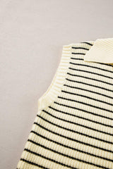 Striped Collared Neck Tank - Trendsi - Flyclothing LLC