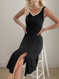 Perfee Slit Wide Strap Dress and Detachable Long Sleeves Set - Trendsi - Flyclothing LLC
