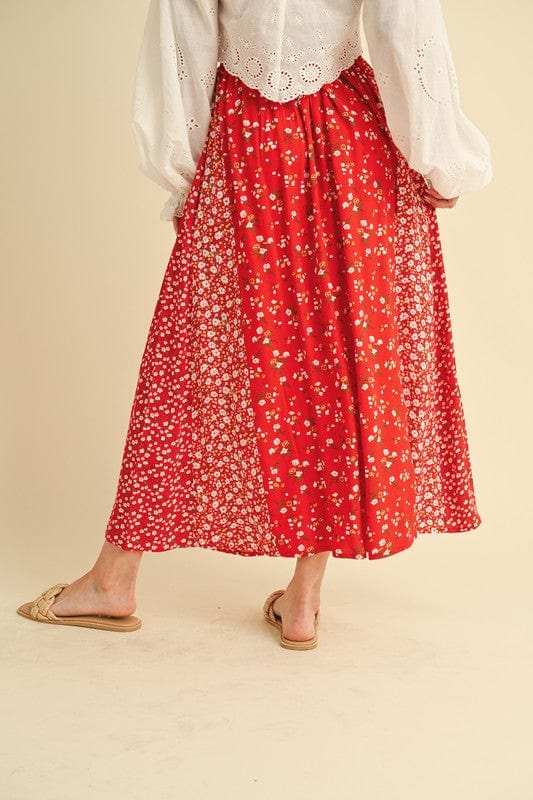 Aemi + Co Floral Elastic Waist Maxi Skirt - Trendsi - Flyclothing LLC