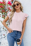 Ruffled Round Neck Cap Sleeve Blouse - Trendsi
