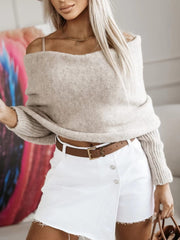 Long Sleeve Cropped Knit Top - Trendsi