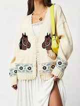 Horse Button Down Cardigan - Trendsi - Flyclothing LLC