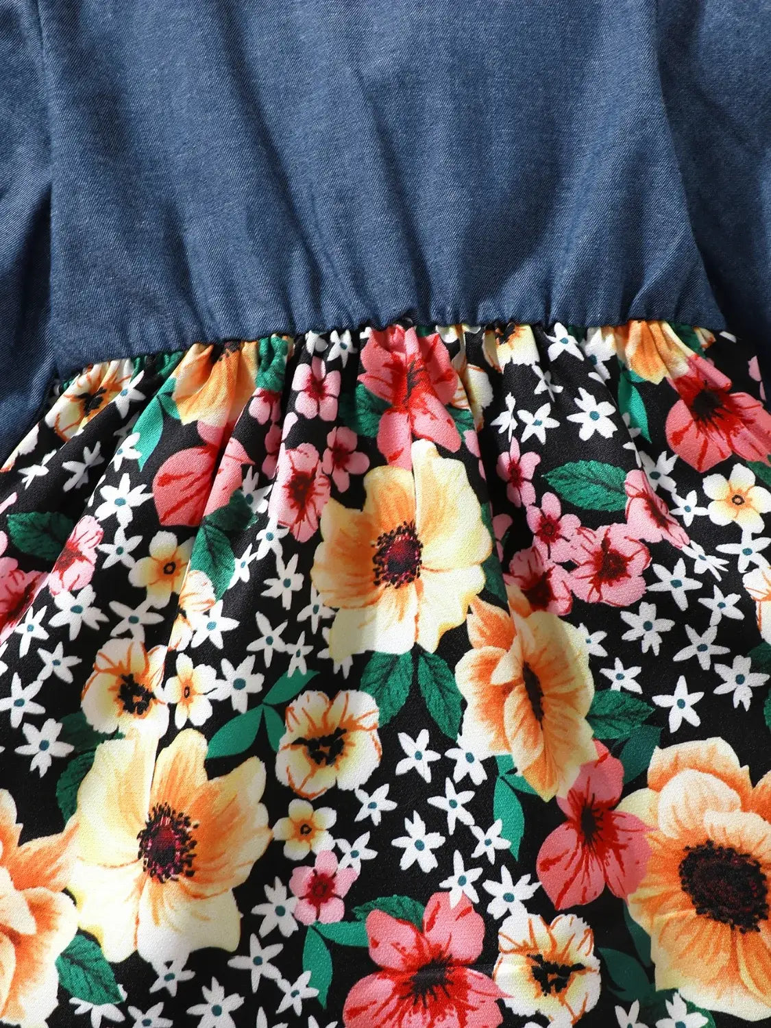 Children's Ruffled Bow Contrast Floral Dress with Headband - Trendsi - Flyclothing LLC