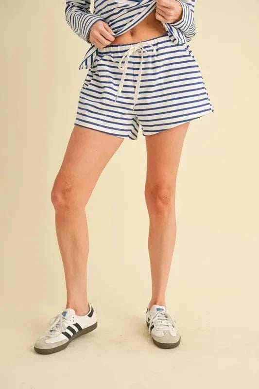 Aemi+Co Drawstring Contrast Striped Shorts - Trendsi - Flyclothing LLC