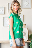 First Love Full Size Flower Pattern Round Neck Sweater Vest - Trendsi