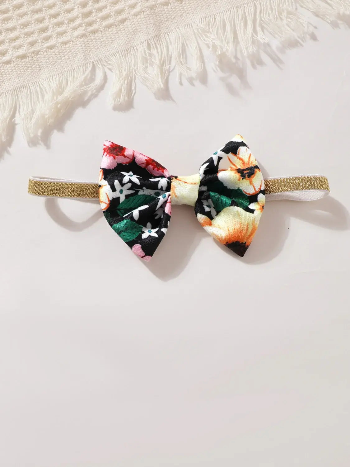 Children's Ruffled Bow Contrast Floral Dress with Headband - Trendsi - Flyclothing LLC