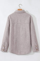 Button Up Collared Neck Long Sleeve Jacket - Trendsi - Flyclothing LLC