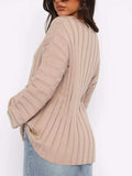 V-Neck Dropped Shoulder Sweater - Trendsi - Flyclothing LLC