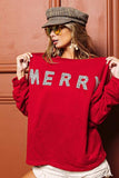 BiBi Merry Glitter Christmas Drop Shoulder Top - Trendsi - Flyclothing LLC
