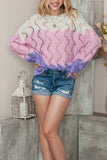 Color Block Hollow Boat Neck Sweater - Trendsi - Flyclothing LLC