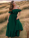 Ruffled Smocked Square Neck Maxi Dress - Trendsi - Flyclothing LLC