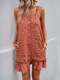 Perfee Texture Square Neck Wide Strap Mini Dress - Trendsi