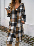 Plaid Long Sleeve Hooded Coat - Trendsi - Flyclothing LLC