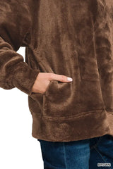 Zenana Faux Fur Half Zip Pocket Pullover - Trendsi - Flyclothing LLC