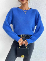 Ribbed Knit Dropped Shoulder Sweater - Trendsi - Flyclothing LLC