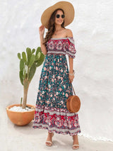 Floral Flounce Sleeve Midi Dress - Trendsi - Flyclothing LLC