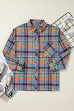 Plaid Collared Neck Long Sleeve Shirt - Trendsi - Flyclothing LLC