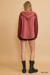 Umgee Washed French Terry Shacket - Trendsi - Flyclothing LLC