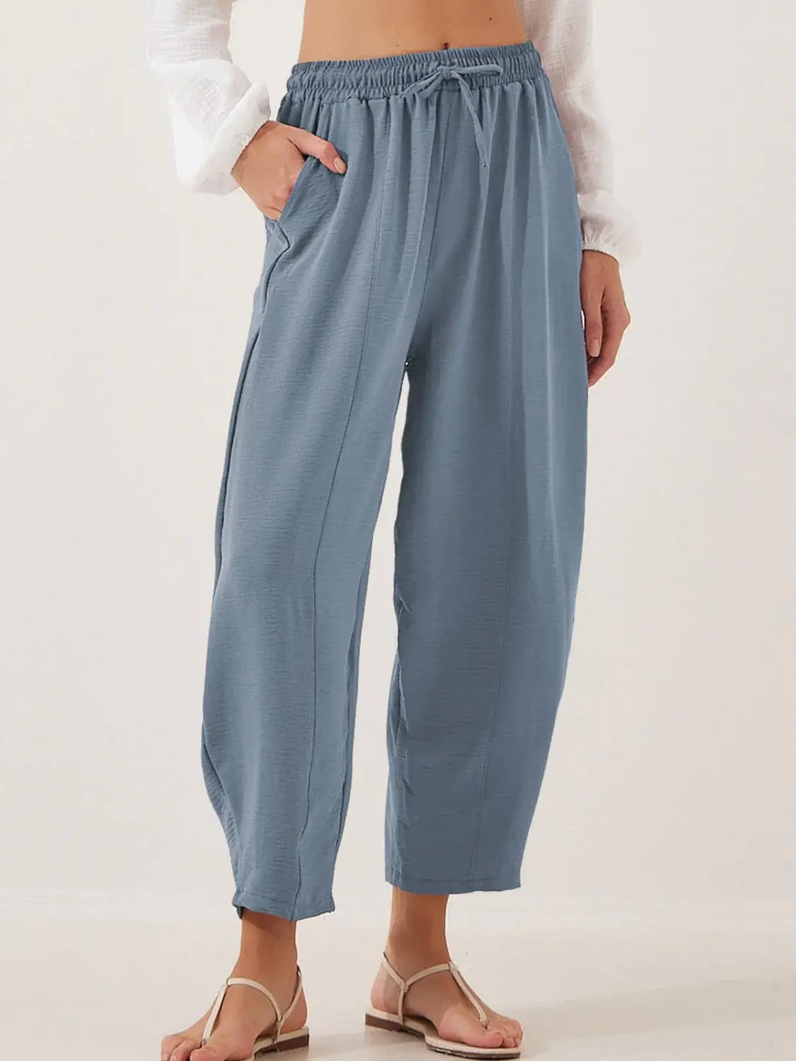 Full Size Drawstring Cropped Jogger Pants Plus Size - Trendsi - Flyclothing LLC