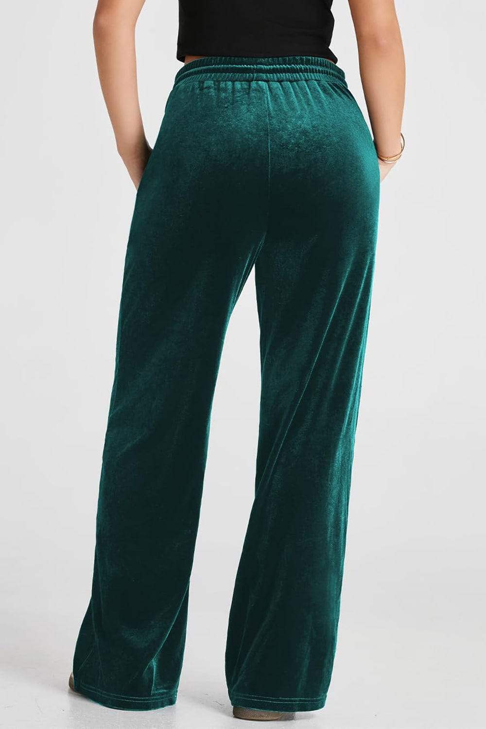 Drawstring Elastic Waist Straight Leg Pants - Trendsi - Flyclothing LLC