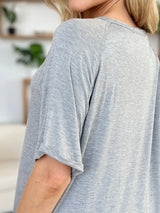 Basic Bae Full Size Bamboo Slit V-Neck Short Sleeve T-Shirt - ShopBasicbae - Flyclothing LLC