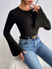 Round Neck Flare Sleeve T-Shirt - Trendsi