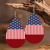 Stars and Stripes PU Leather Teardrop Earrings - Trendsi - Flyclothing LLC