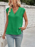Lovelet Ribbed V-Neck Slit Sweater Vest - Trendsi - Flyclothing LLC