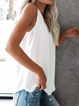 Lace Detail V-Neck Tank - Trendsi - Flyclothing LLC