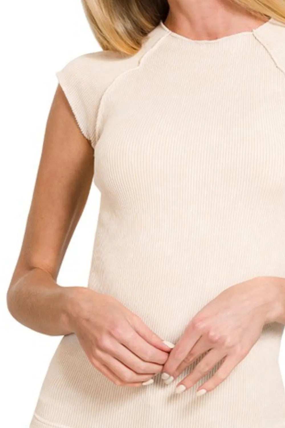 Zenana Stone Washed Ribbed Seamless Top - Trendsi - Flyclothing LLC