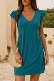 V-Neck Ruffled Cap Sleeve Dress - Trendsi - Flyclothing LLC