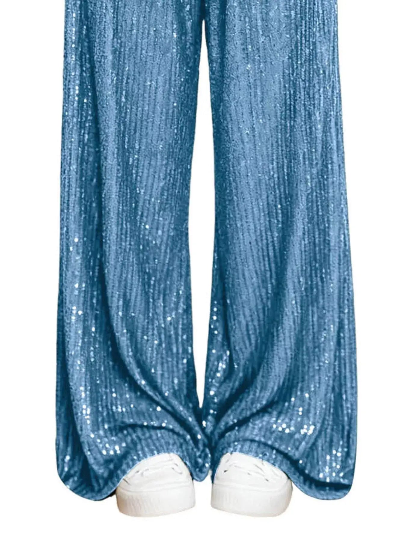 Sequin Wide-Leg Pants - Trendsi - Flyclothing LLC