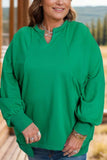Plus Size Cutout Hem Notched Long Sleeve Sweatshirt - Trendsi - Flyclothing LLC