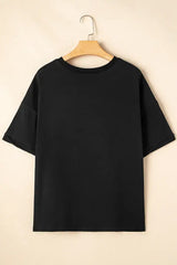 Sequined America Star Round Neck T Shirt - Trendsi - Flyclothing LLC