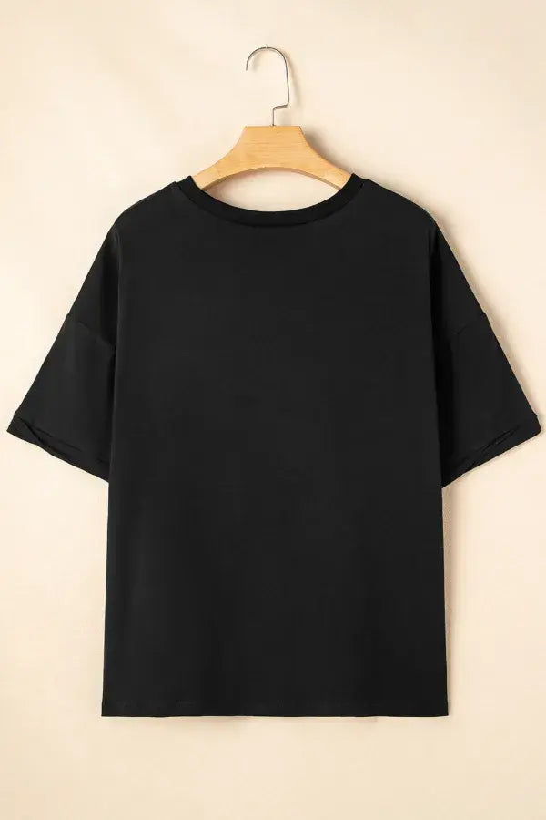 Sequined America Star Round Neck T Shirt - Trendsi - Flyclothing LLC