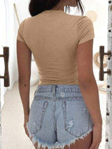 Lovelet V-Neck Short Sleeve T-Shirt - Trendsi - Flyclothing LLC