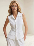 Button Up Vest and Pants Suit Set - Trendsi